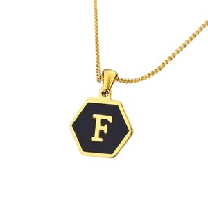 Hexagon Initial Letter Charm, F, 18K Gold-Plated Letter Charm Pendant Necklace